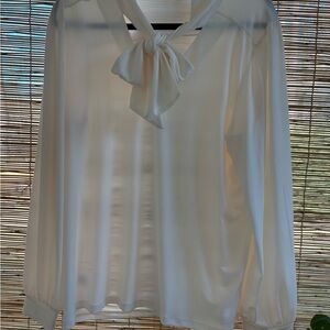 Ann Taylor Cream Blouse with Bow Detail